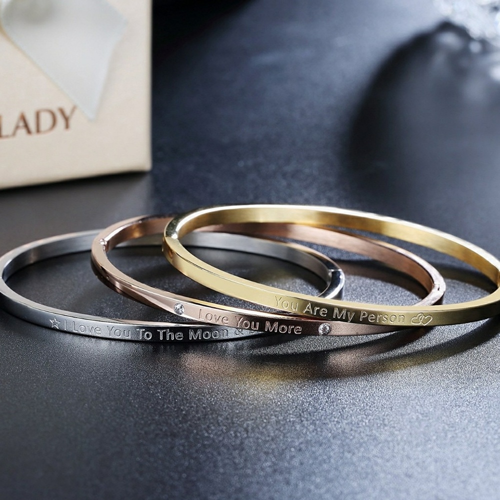 Nib Three Engraved 14k Gold & Silver Bracelets - Picture 4 of 4